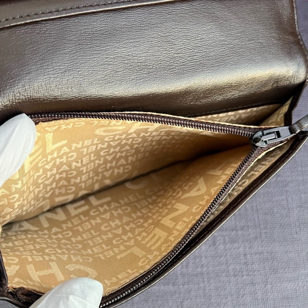 CHANEL Micro Chocolate Bar CC Logo Leather Long Bifold Wallet - Picture 9 of 12